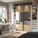 Шкаф - PAX / MEHAMN/AULI  IKEA/ ПАКС / МЕХАМН/ АУЛИ   ИКЕА, 236х250  см, белый/под белены дуб