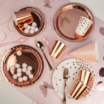 Тарелки фольгированные в цвете розовое золото, 18 см/ 23 см, 6 шт.