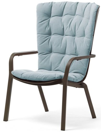 Кресло-качалка Folio пластиковое коричневое с голубой подушкой Nardi Италия