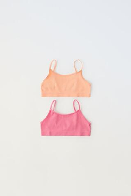ZARA НАБОР ИЗ ДВУХ ТОПОВ SEAMLESS, МАНДАРИНОВЫЙ