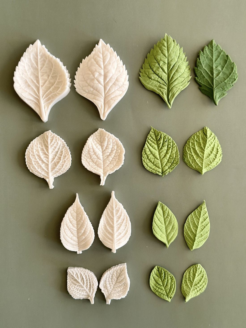 Молды силиконовые для лепки листьев Гортензии. Набор 4 вида. / универсальная форма для листьев гортензии, малины, ежевики, смородины и мяты