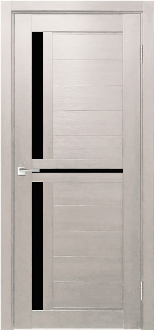 Межкомнатная дверь Z-1 / Цвет тон Белая лиственница / Остекление "Лакобель черное" / Двери Верда
