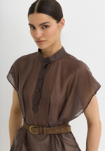Блуза со складками, шоколадная