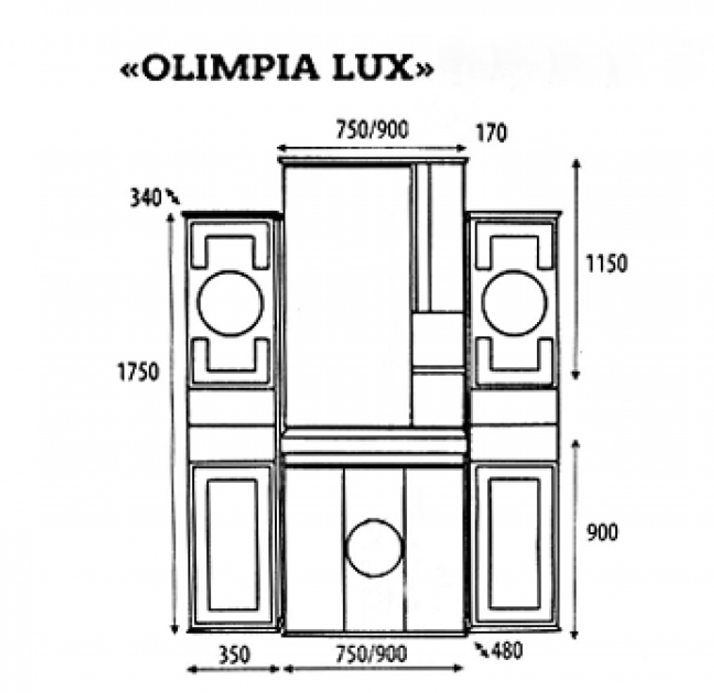 Olimpia LUX  - 75  Зеркало-шкаф лев.(свет) бежевое патина