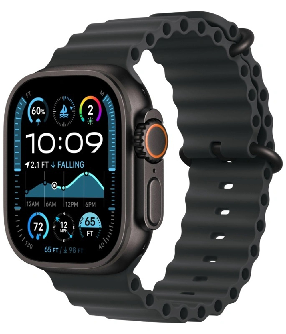 Apple Watch Ultra 2 (2024) GPS+Cellular 49mm, Black Titanium ремешок "Black Ocean Band" один размер 130-200 mm (MX4P3)