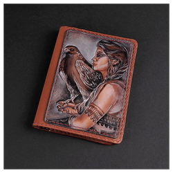 Кожаная обложка на паспорт «Шаманка» (фигура)