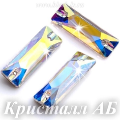 Пришивной багет Solvo с 2 отверстиями, Кристалл АБ