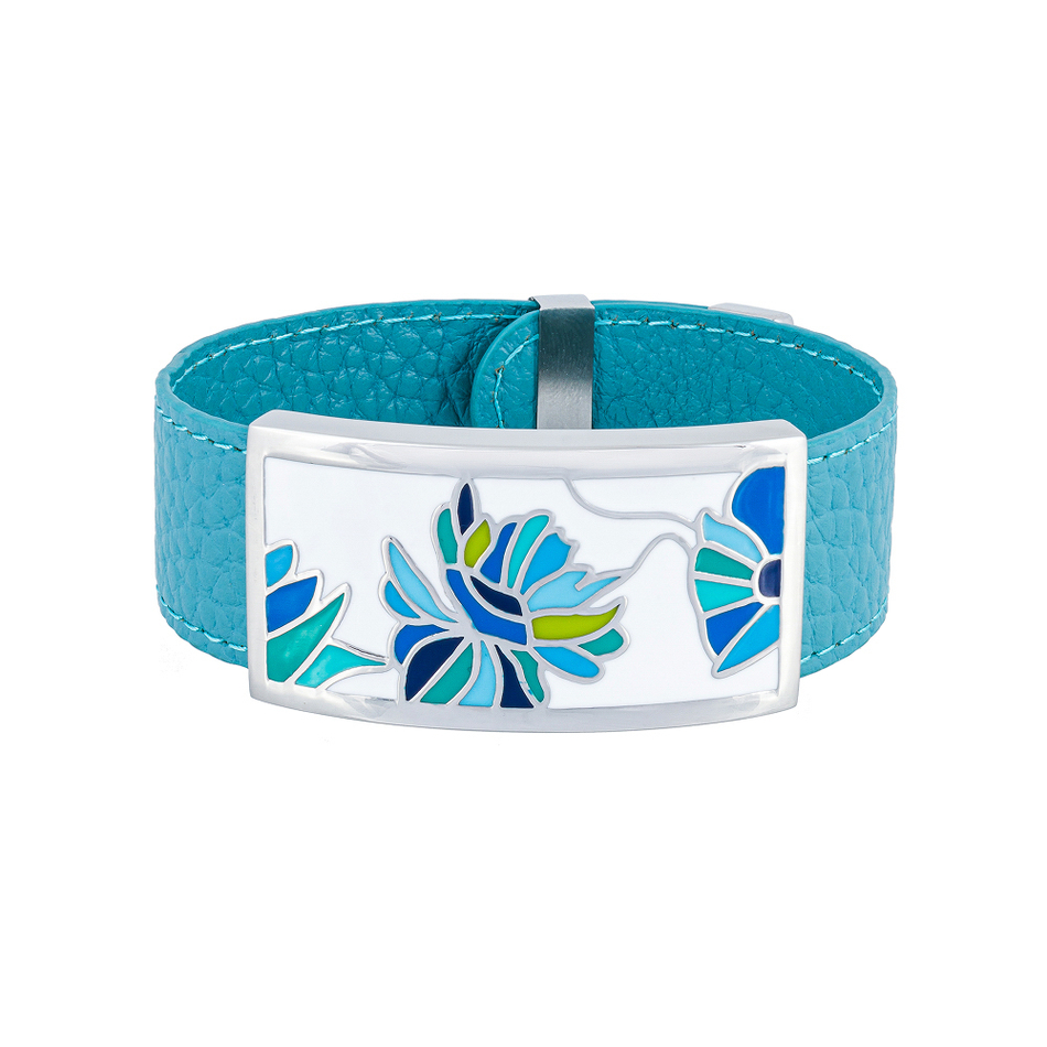 Браслет Fiore Luna на бирюзовом кожаном ремешке CB13599-4A