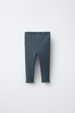 ZARA ТРИКОТАЖНЫЕ ЛЕГИНСЫ С БАНТОМ, НЕФТЯНОЙ