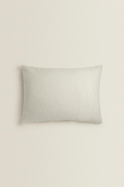 ZARA HOME ОДНОТОННЫЙ ЛЬНЯНОЙ ЧЕХОЛ ДЛЯ ДЕКОРАТИВНОЙ ПОДУШКИ, СВЕТЛО-БЕЖЕВЫЙ