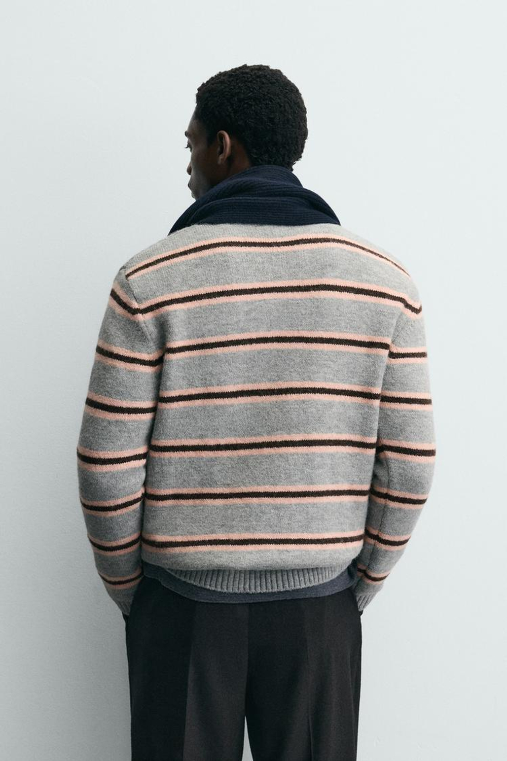 ZARA ТРИКОТАЖНОЕ ЖАККАРДОВОЕ ПОЛО В ПОЛОСКУ, ПОЛОСКИ