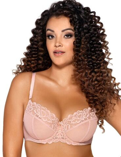 Бюстгальтер plus size с чашками на косточках и боковыми поддержками (Размер: 100G) (Цвет: нежно-розовый)