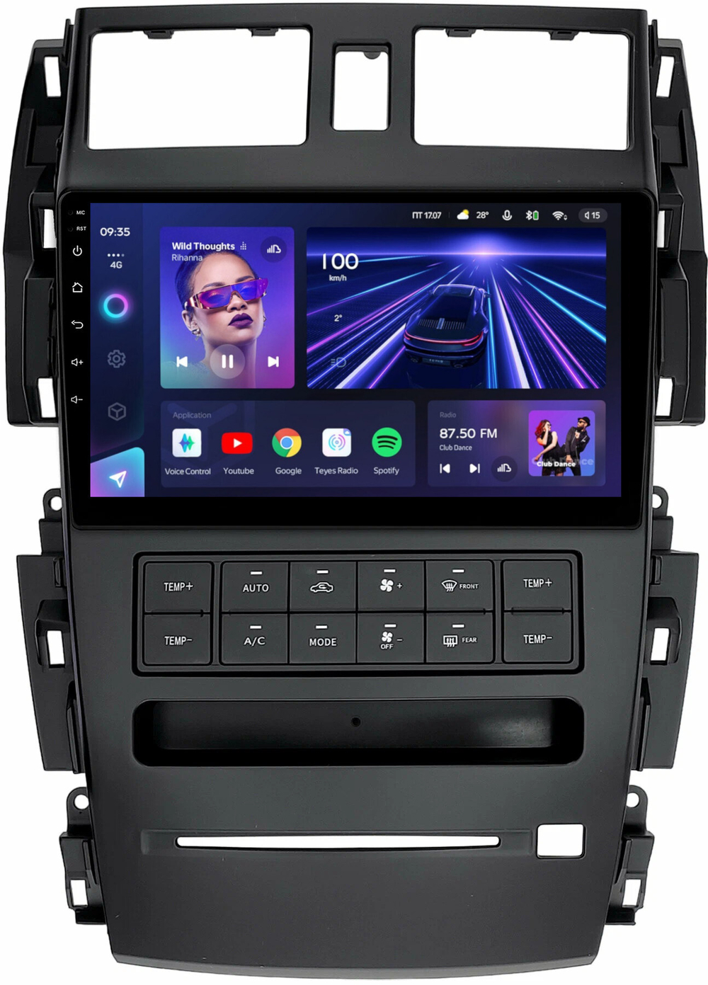 Магнитола для Nissan Teana J31 2003-2008 (большая рамка) - Teyes CC3L монитор 9" IPS на Android 10, 8-ядер, CarPlay, 4G SIM-слот