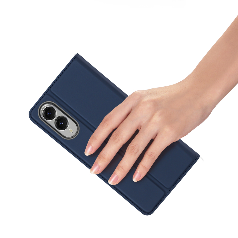 Чехол книжка из PU кожи синего цвета от Dux Ducis для смартфона Samsung Galaxy S25 Edge, серия Skin Pro Series Case
