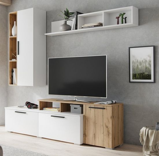 Пенал АЛЬБЕРО настенный открытый дуб вотан