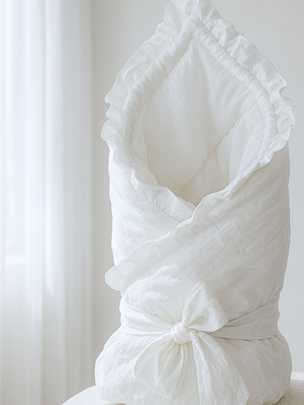 Одеяло стеганое с рюшей белый