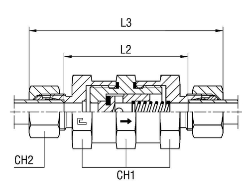 Клапан обратный с наружной резьбой DS20 BSP 3/4 выпускной (в сборе)