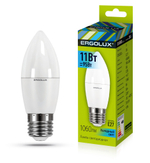 Лампа светодиодная Ergolux LED, 11W95, тип В "свеча", E27, 4500К, холодный свет, 30000ч