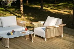 "Мальдивы" лаунж-зона из искусственного ротанга, цвет соломенный