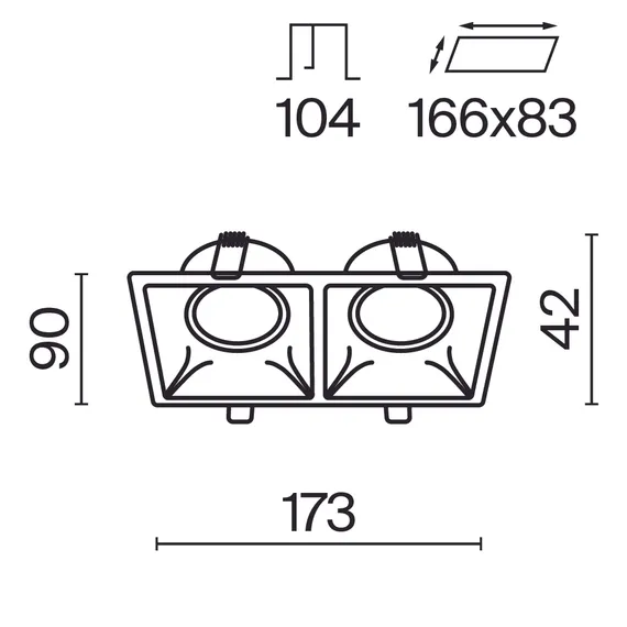 Встраиваемый светильник Точка / Dot 2*GU10 10 Вт Technical dl029-2-02b