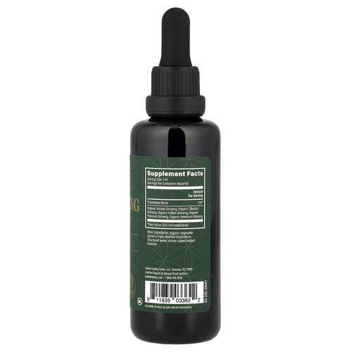 Global Healing, Raw Herbal Extract ™, женьшень 5, 59,2 мл (2 жидк. Унции)