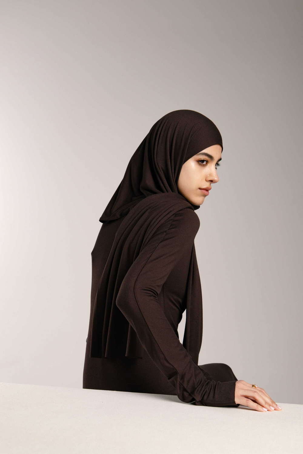 Хиджаб двухслойный Молик коричневый