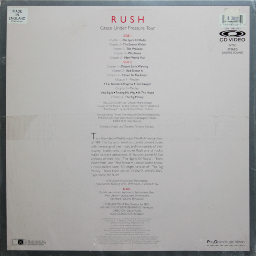 Rush / Grace Under Pressure Tour (LD)