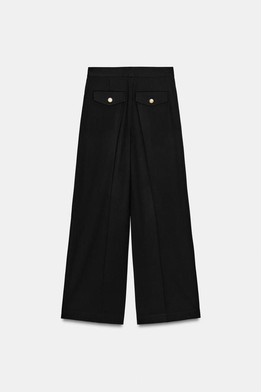 ZARA ШИРОКИЕ БРЮКИ С ЗАЩИПАМИ, ЧЕРНЫЙ