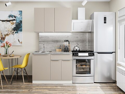 Прямая модульная кухня Фьюжн-05 Cream Silk - Белый 2140*1100*600