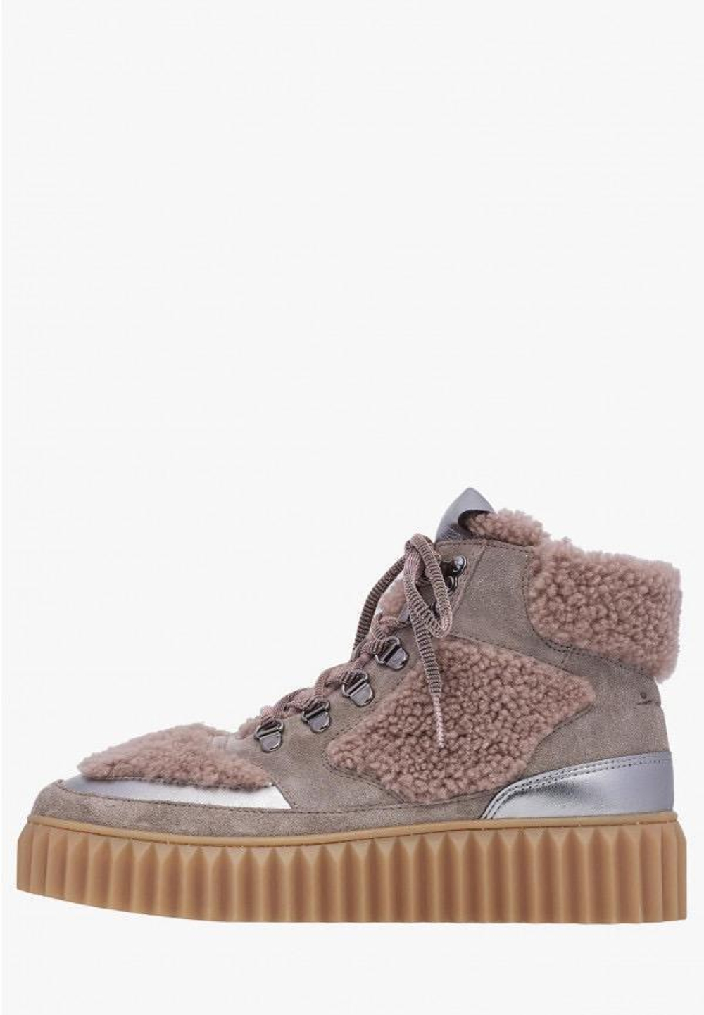 Кеды высокие жен. Voile Blanche EVA серый с мехом роз.