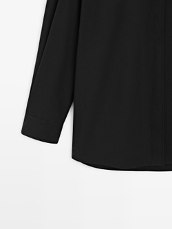 Massimo Dutti Рубашка с высоким воротником и ремешком, черный