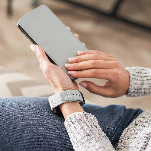 Ремешок для Apple Watch 40/41/42 mm из кожи теленка, голубого цвета
