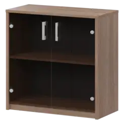 Стеллаж низкий с тонированным стеклом А-302/А-стл302тон Темный шимо 770x365x850 Арго