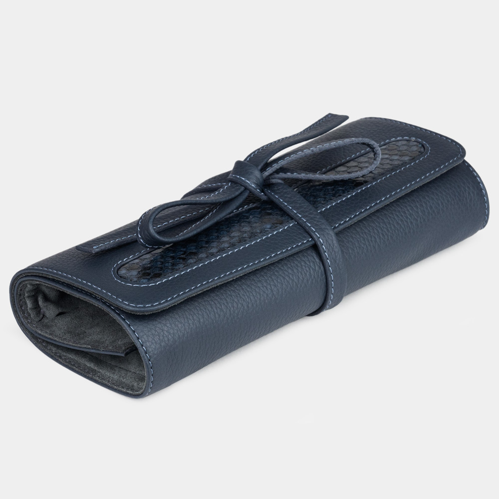 Чехол кожаный для ювелирных украшений Plier Bisness, синего цвета