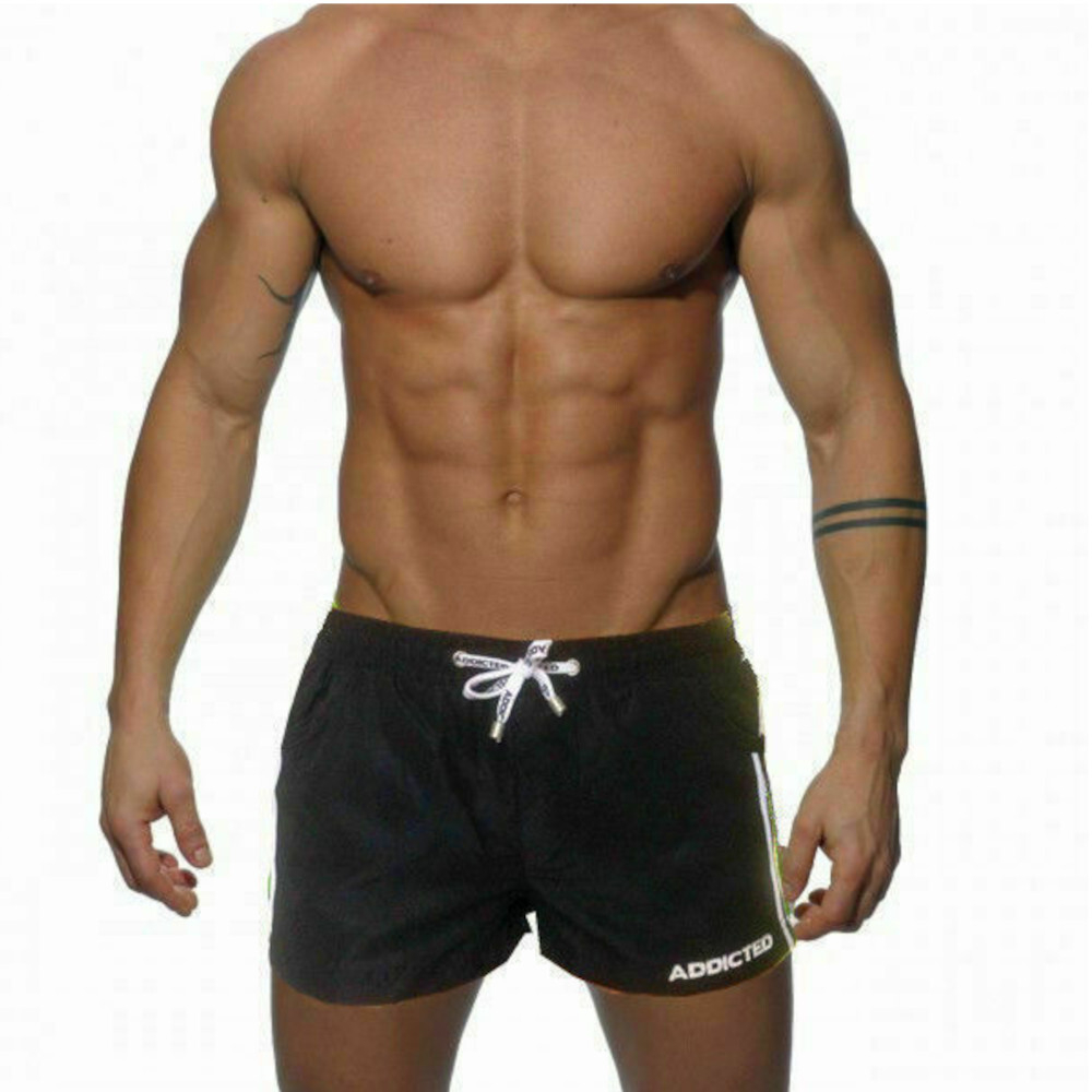 Мужские пляжные шорты черные с белыми вставками по бокам Addicted Racing Stripe Swim Shorts Black