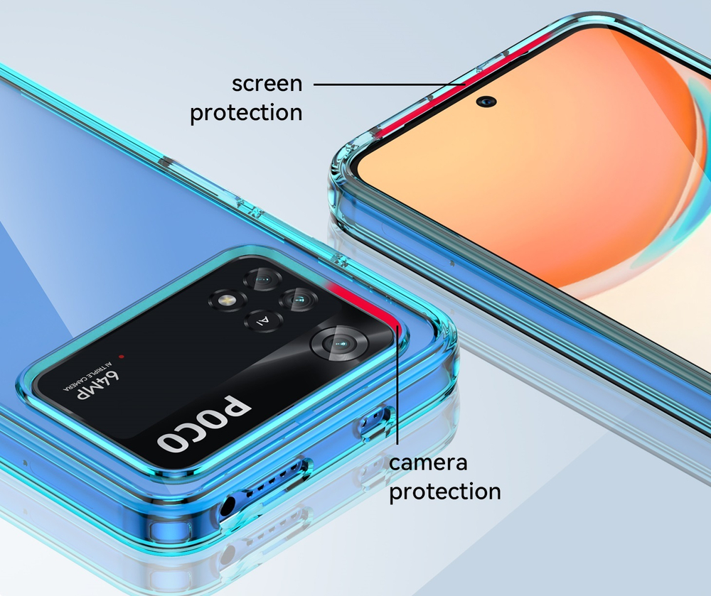 Противоударный чехол с мягкими рамками бирюзового цвета для Xiaomi Poco M4 Pro 4G, мягкий отклик кнопок