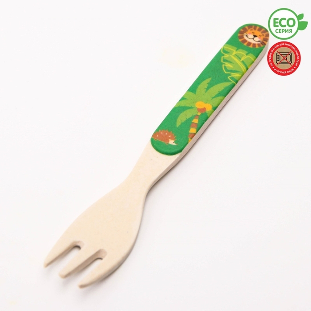 4298750 Вилка для кормления, бамбук, цвет и рисунок  МИКС