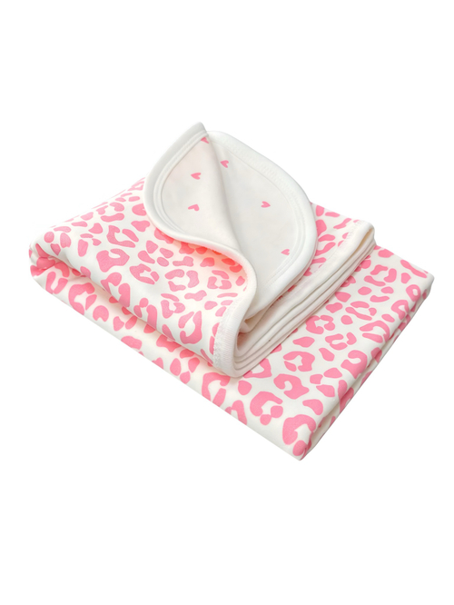 Плед Лео/Сердечки pink