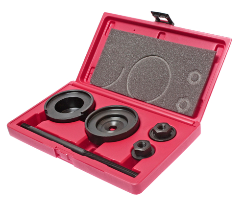 JTC-4649 - Приспособление для снятия сайлентблоков подвески задней (VW Golf 4,Bora AUDI А3) в кейсе JTC - Комплектация 

Оправка большая;
Оправка малая;
Гайка с подшипником;
Гайка с шайбой;
Силовой винт.


Описание

Специально предназначено для установки сайлентблоков задней подвески.
Все работы выполняются прямо на автомобиле.
Приспособление исключает вероятность установки сайлентблока под кривым углом.
Гайка для запрессовки зафиксирована на подшипнике, благодаря чему работа проходит легко, без особых усилий.


Применение

Audi А3; Volkswagen Golf IV/Bora 1,4, 1,6/1,8/2,0 и 1,9d (2001 г.в. и позже).


Важные рекомендации

Для поддержания съемника в рабочем состоянии требуется регулярная смазка силового винта.