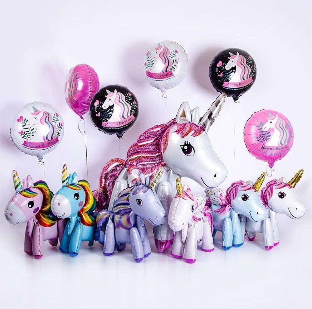 Шар 3D (23''/58 см) Фигура, Единорог, Сиреневый, 1 шт.