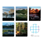 Тетрадь А5 48л. клетка "Природа" 5 видов (Альт)