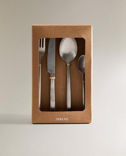 ZARA HOME ВИНТАЖНЫЙ НАБОР СТОЛОВЫХ ПРИБОРОВ( 4 ШТ.), СТАЛЬНОЙ СЕРЫЙ