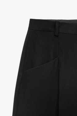 ZARA ШИРОКИЕ БРЮКИ С ЗАЩИПАМИ — ZW COLLECTION, ЧЕРНЫЙ