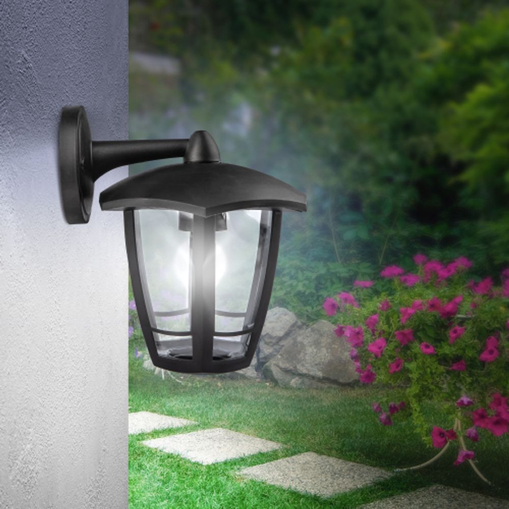 Садово-парковый светильник ЭРА «Дели 3» НБУ 07-40-004 черный 6-гранный настенный IP44 Е27 max 60Вт | Садово-парковые светильники