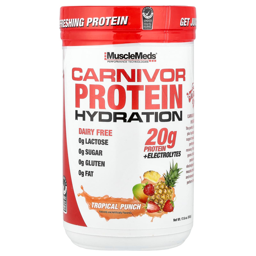 MuscleMeds, Carnivor Protein Hydration, протеин, тропический пунш, 500 г (17,6 унции)