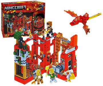 Конструктор Майнкрафт "Огненная крепость" с LED-элементами, 528 дет.
