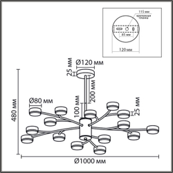 8265/15 COMFI LN26 233 металл/металл белый/белый Люстра GX53 LED 15*7W 220V TORINA
