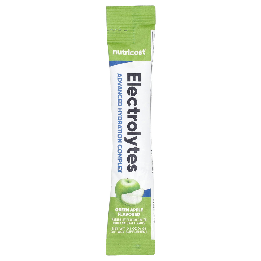 Nutricost, Электролиты, улучшенный комплекс для увлажнения, зеленое яблоко, 40 пакетиков по 4 г (0,1 унции)