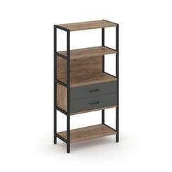 Shelf System Односекционный стеллаж четырехярусный с ящиками SN.STM-412 Дуб Табак/Антрацит/Металл Че