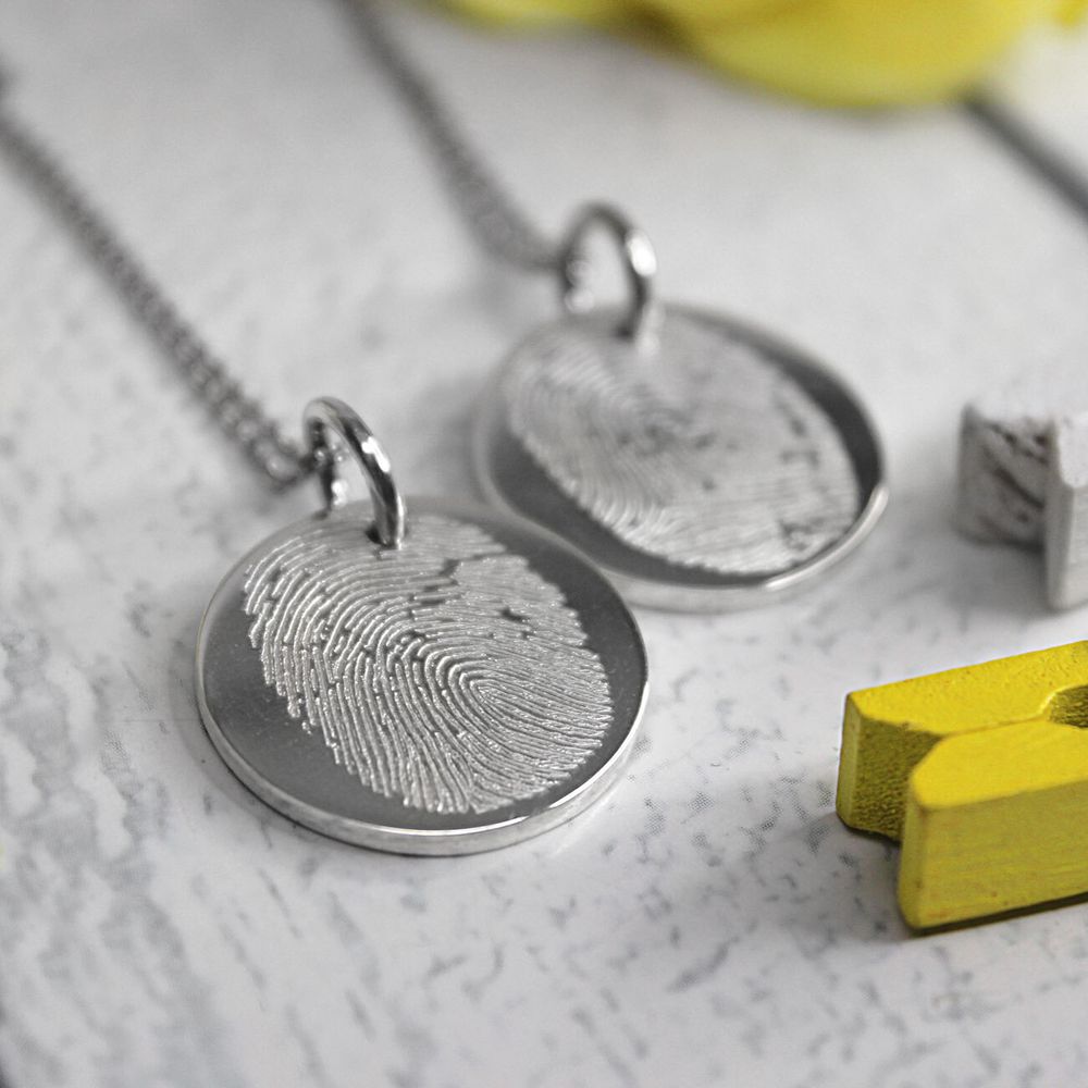 Парные серебряные кулоны подвески с отпечатками пальцев на заказ